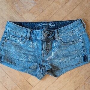 American Eagle Outfitters Sparkling Blue Jean Shorts